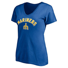 Seattle Mariners Women's Cooperstown Winning Streak Personalized Name & Number V-Neck T-Shirt Royal