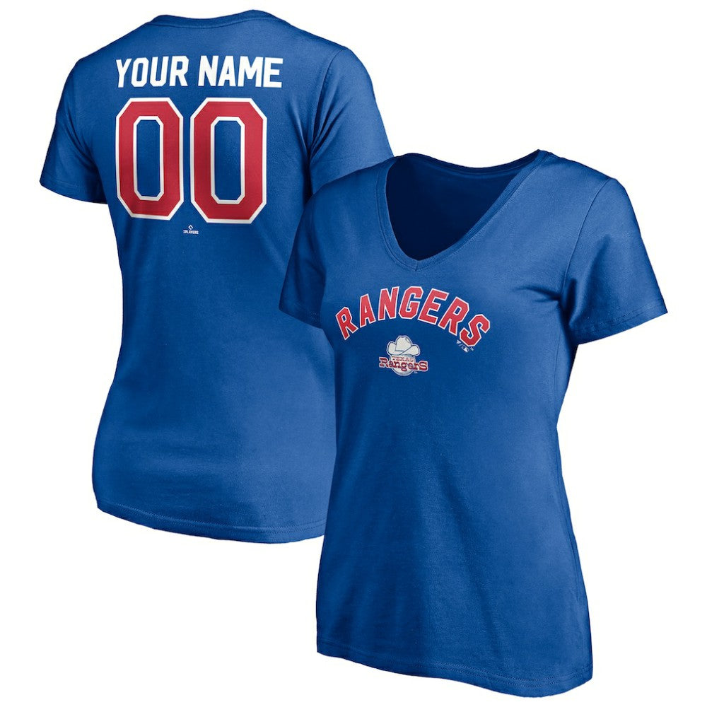 Texas Rangers Women's Cooperstown Winning Streak Personalized Name & Number V-Neck T-Shirt Royal