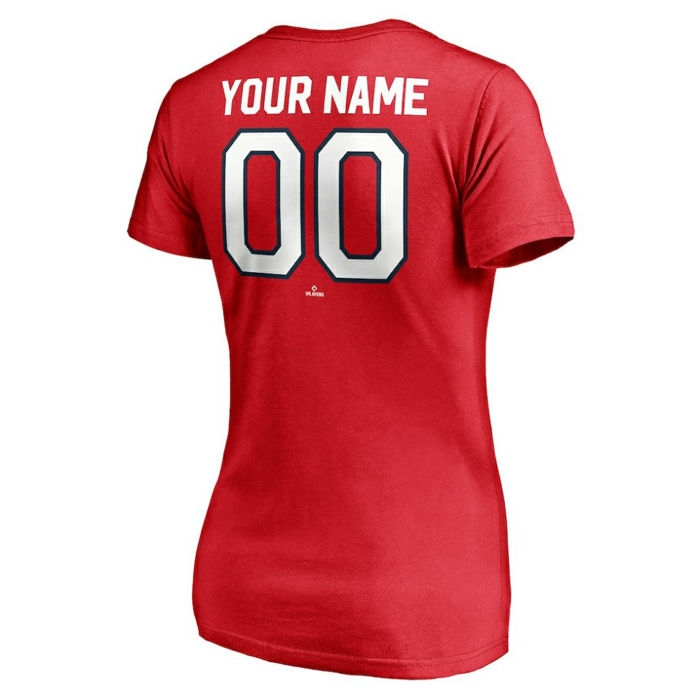 Washington Nationals Women's Cooperstown Winning Streak Personalized Name & Number V-Neck T-Shirt Red