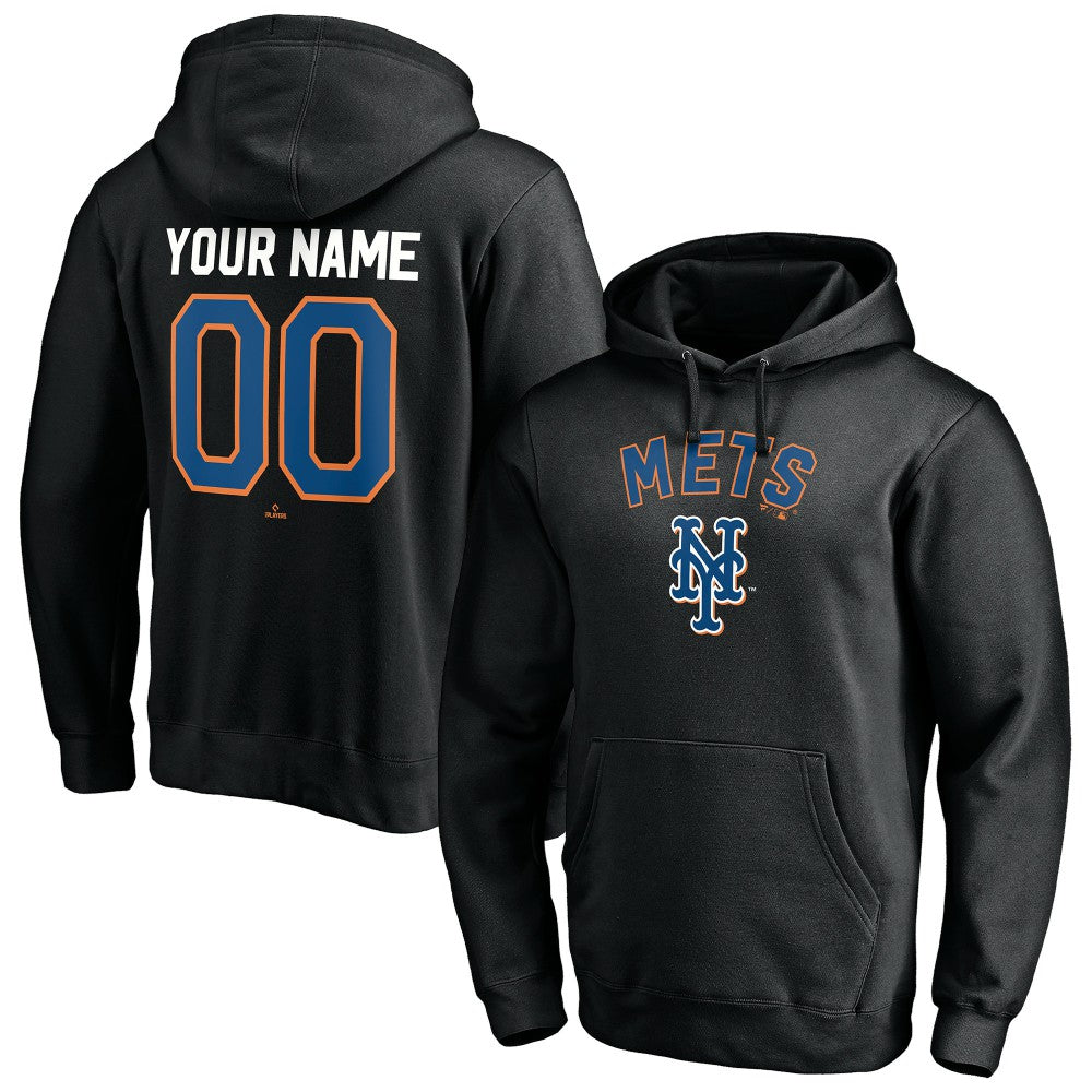 New York Mets Cooperstown Winning Streak Alternate Personalized Name & Number Pullover Hoodie Black