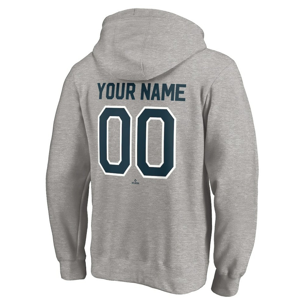 New York Yankees Cooperstown Winning Streak Alternate Personalized Name & Number Pullover Hoodie Heathered Gray