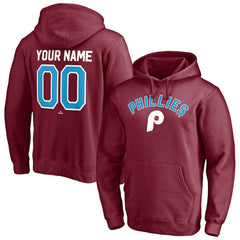 Philadelphia Phillies Cooperstown Winning Streak Alternate Personalized Name & Number Pullover Hoodie Burgundy