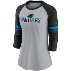 Carolina Panthers Women's Stripe Mesh Nickname Tri-Blend 3/4-Sleeve T-Shirt - Heathered Gray/Black sale