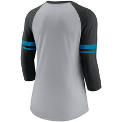 Carolina Panthers Women's Stripe Mesh Nickname Tri-Blend 3/4-Sleeve T-Shirt - Heathered Gray/Black sale