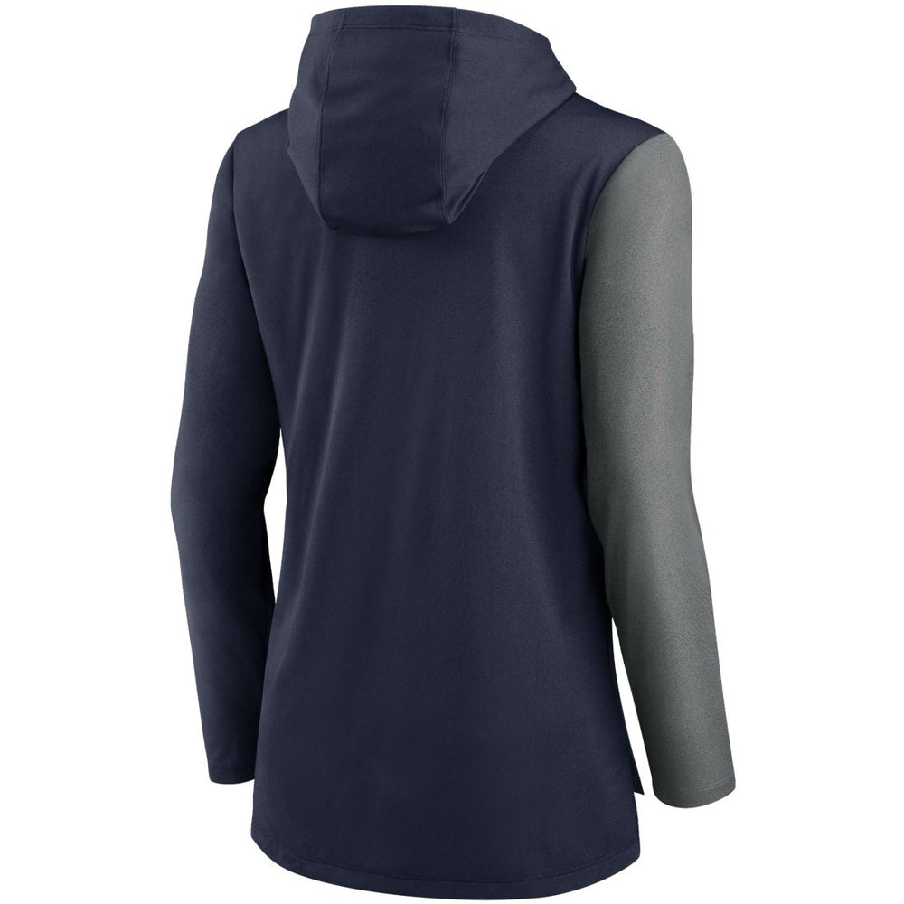 Tennessee Titans Women's Chevron Hoodie Performance Long Sleeve T-Shirt - Navy/Heathered Charcoal discount