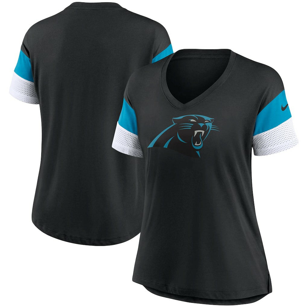 Carolina Panthers Women's Team Logo Fashion Performance Tri-Blend V-Neck T-Shirt - Black on sale
