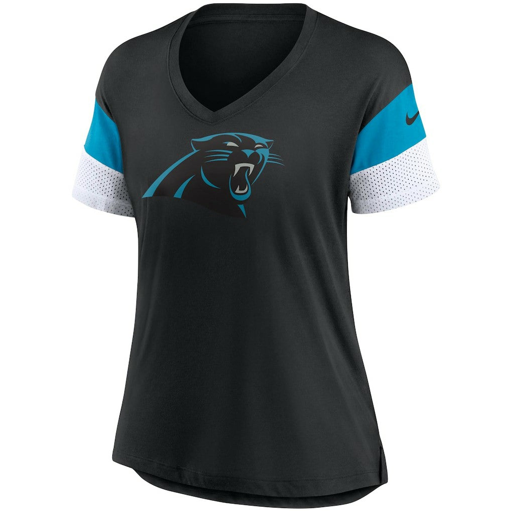 Carolina Panthers Women's Team Logo Fashion Performance Tri-Blend V-Neck T-Shirt - Black on sale
