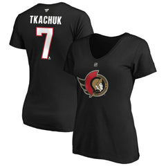 Brady Tkachuk Ottawa Senators Fanatics Women's Authentic Stack Name & Number V-Neck T-Shirt - Black T-shirts