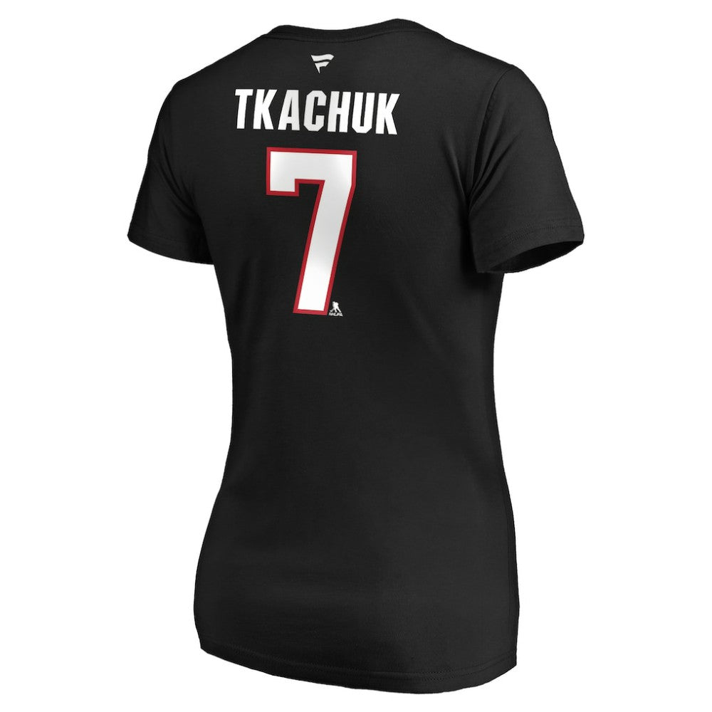 Brady Tkachuk Ottawa Senators Fanatics Women's Authentic Stack Name & Number V-Neck T-Shirt - Black T-shirts