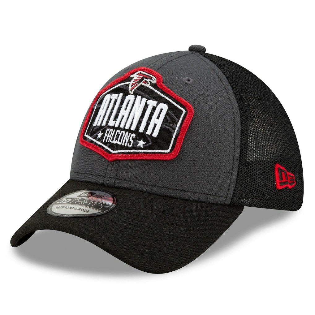 Atlanta Falcons New Era 2021 NFL Draft Trucker 39THIRTY Flex Hat - Graphite/Black online