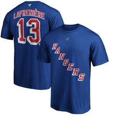 Alexis Lafrenière New York Rangers Fanatics Authentic Stack Name & Number T-Shirt - Blue T-shirts
