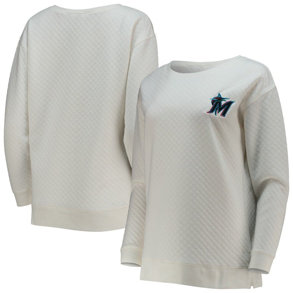 Miami Marlins Concepts Sport Women's Quilted Pullover Sweatshirt White/Cream