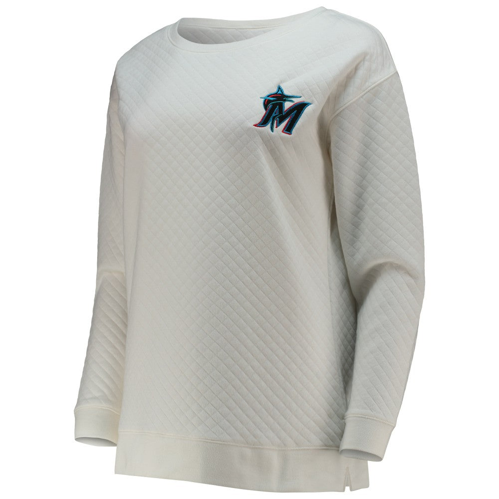 Miami Marlins Concepts Sport Women's Quilted Pullover Sweatshirt White/Cream