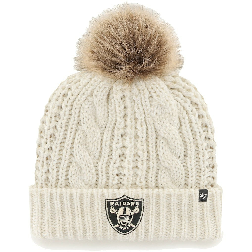 Las Vegas Raiders '47 Women's Team Meeko Cuffed Knit Hat with Pom - Cream outlet