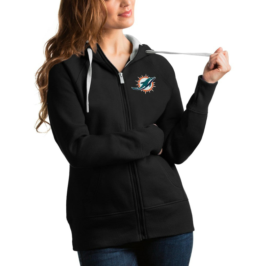 Miami Dolphins Antigua Women's Victory Full-Zip Hoodie - Black cheap