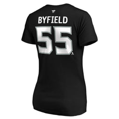 Quinton Byfield Los Angeles Kings Fanatics Women's Authentic Stack Name & Number V-Neck T-Shirt - Black T-shirts