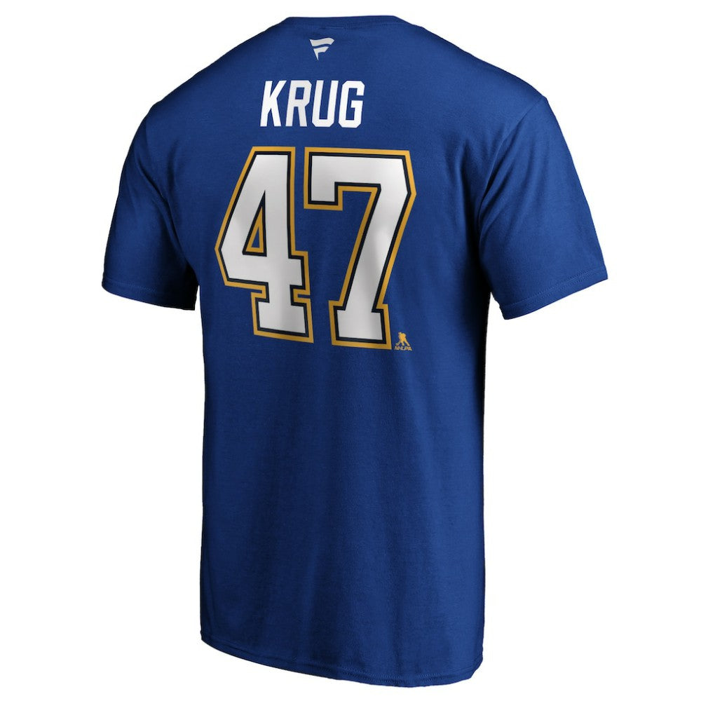 Torey Krug St. Louis Blues Fanatics Authentic Stack Name & Number T-Shirt - Blue T-shirts