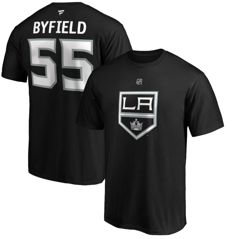 Quinton Byfield Los Angeles Kings Fanatics Authentic Stack Name & Number T-Shirt - Black T-shirts