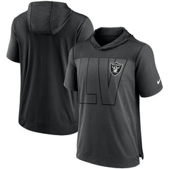 Las Vegas Raiders Performance Hoodie T-Shirt - Heathered Charcoal/Black on sale