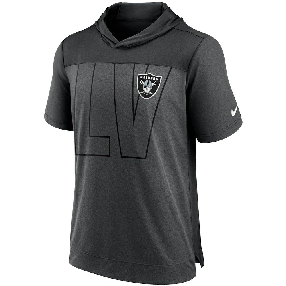 Las Vegas Raiders Performance Hoodie T-Shirt - Heathered Charcoal/Black on sale