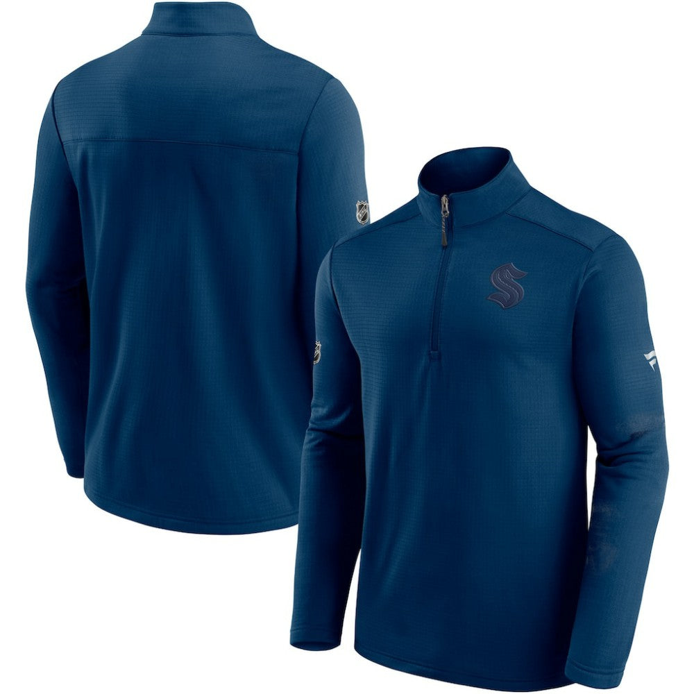 Seattle Kraken Fanatics Authentic Pro Travel and Training Quarter-Zip Jacket - Deep Sea Blue Jackets