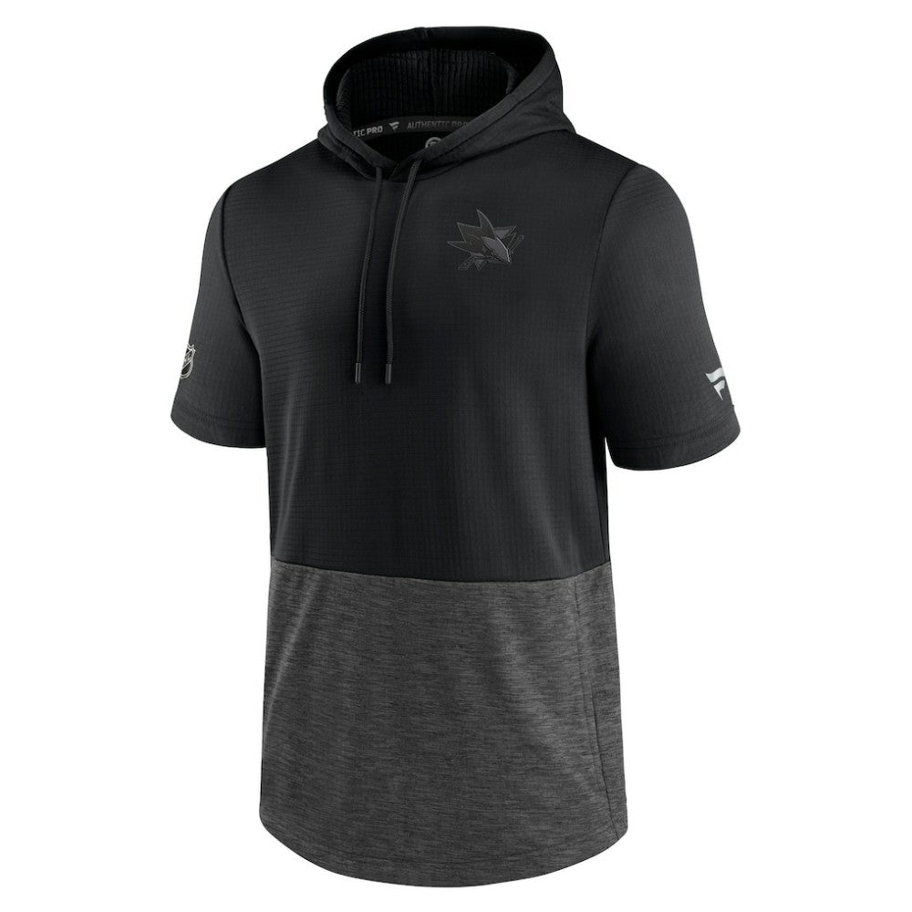 San Jose Sharks Fanatics Authentic Pro Travel and Training Short Sleeve Pullover Hoodie - Black Hoodies