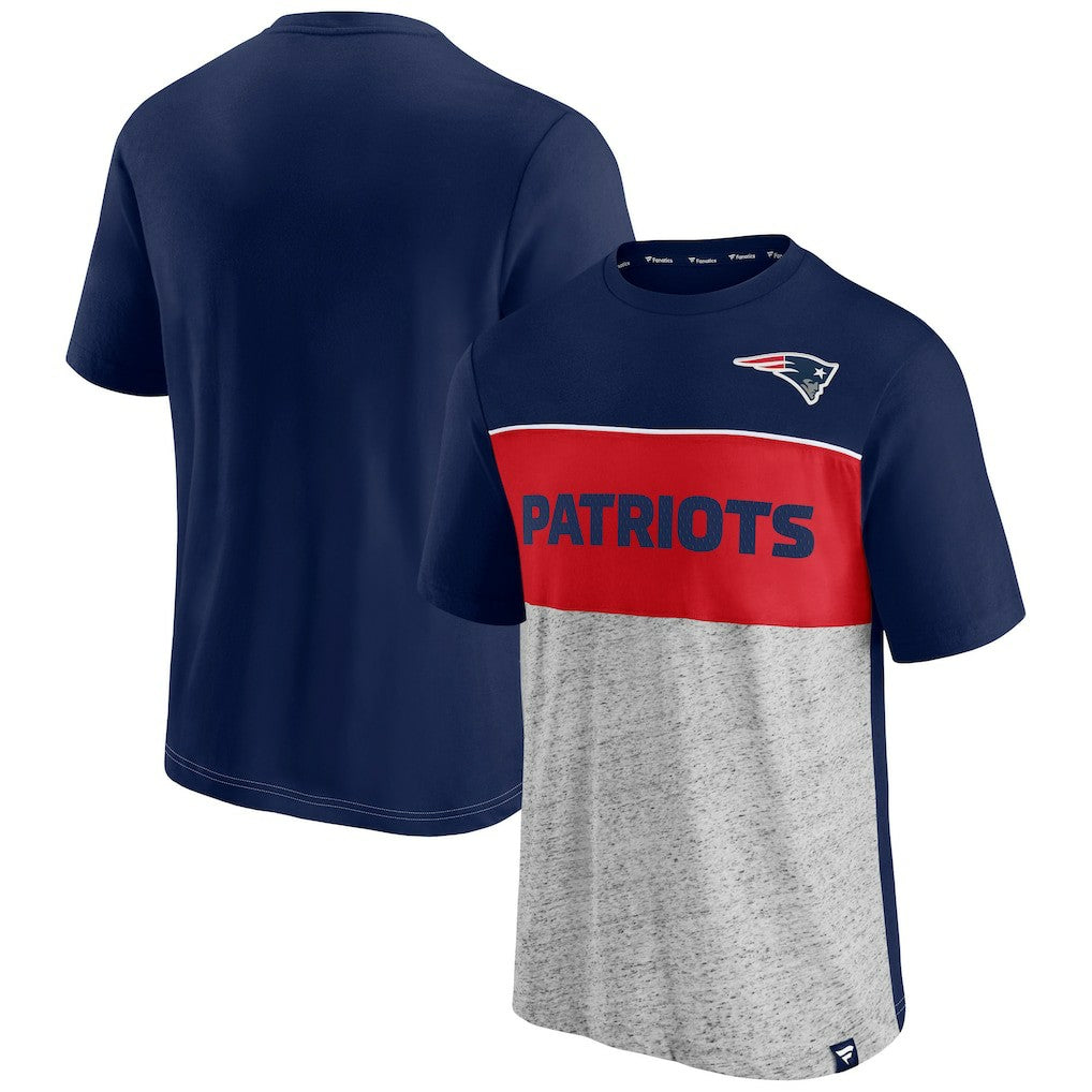 New England Patriots Colorblock T-Shirt - Navy/Heathered Gray outlet