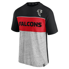 Atlanta Falcons Throwback Colorblock T-Shirt - Black/Heathered Gray on sale