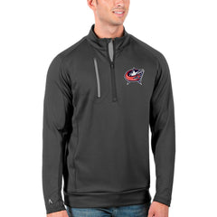 Columbus Blue Jackets Antigua Generation Quarter-Zip Pullover Jacket - Charcoal/Silver Pullover