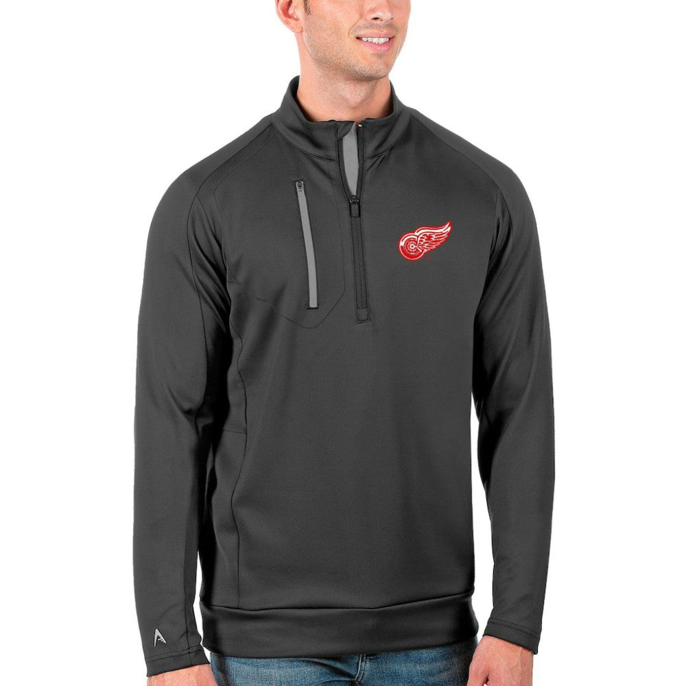 Detroit Red Wings Antigua Generation Quarter-Zip Pullover Jacket - Charcoal/Silver Pullover