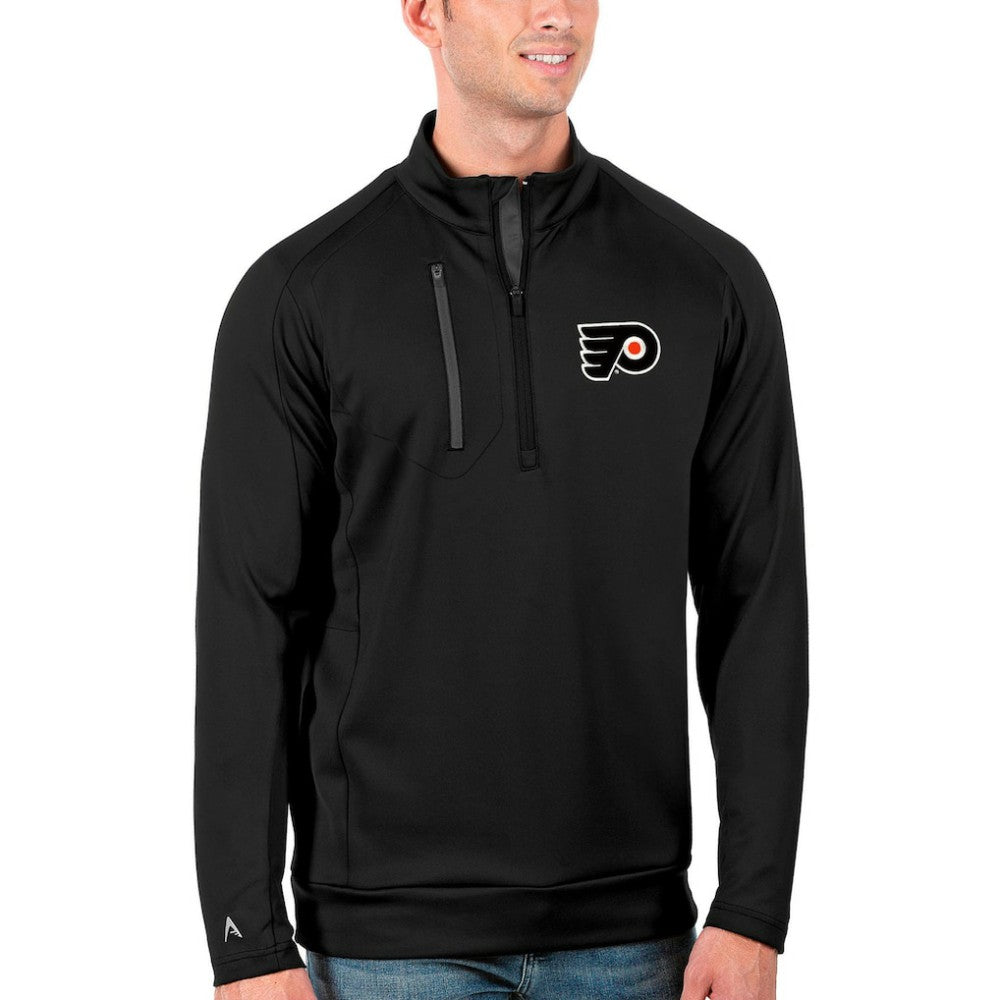 Philadelphia Flyers Antigua Generation Quarter-Zip Pullover Jacket - Black/Charcoal Pullover
