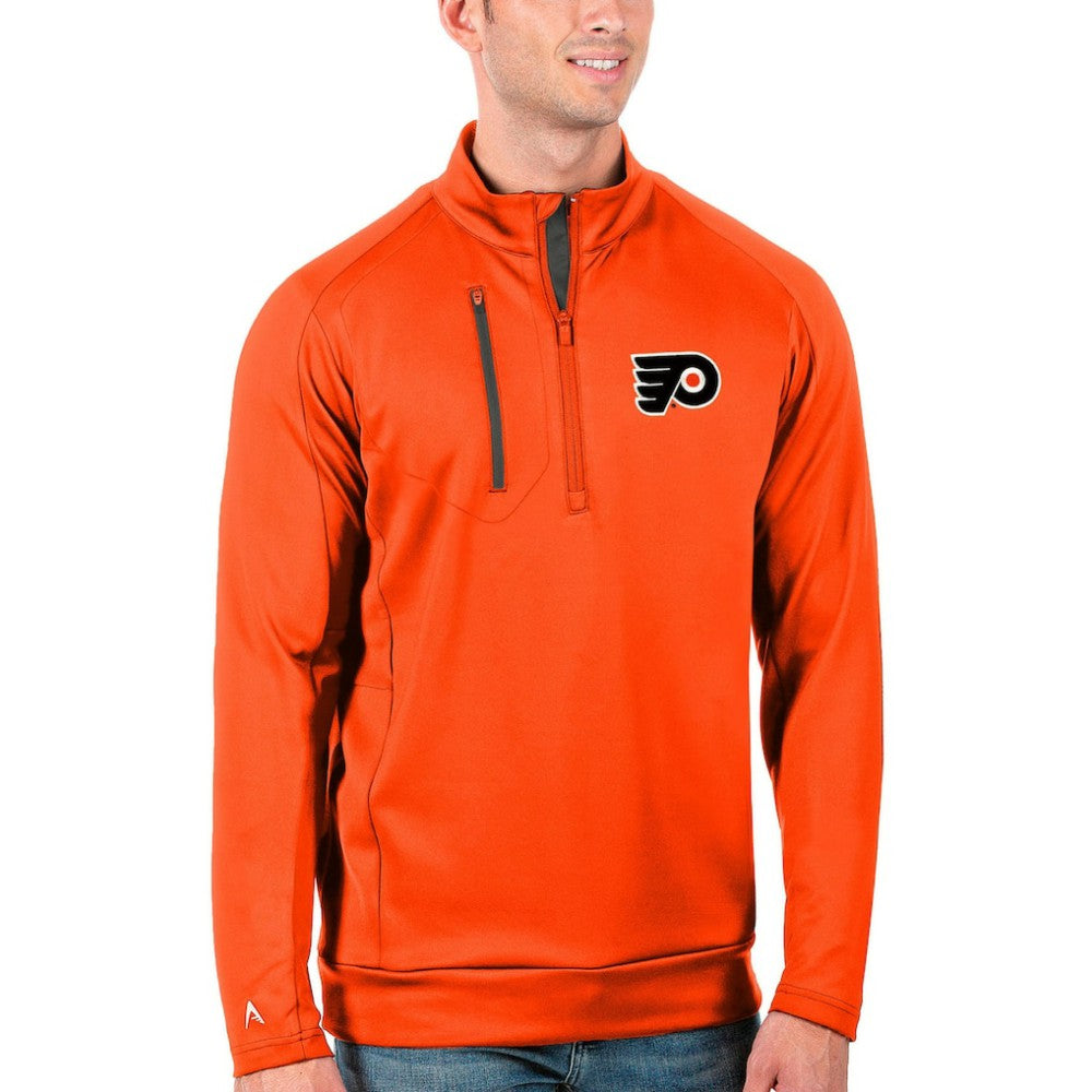 Philadelphia Flyers Antigua Generation Quarter-Zip Pullover Jacket - Orange/Charcoal Pullover