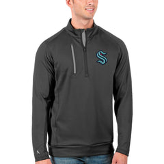Seattle Kraken Antigua Big & Tall Generation Quarter-Zip Pullover Jacket - Charcoal/Silver Pullover