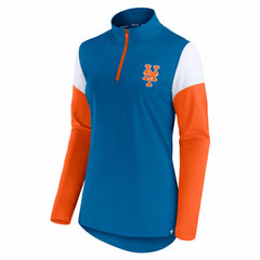 New York Mets Women's Authentic Fleece Quarter-Zip Jacket Royal/Orange