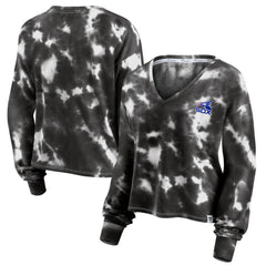 Chicago White Sox Women's Tie-Dye V-Neck Pullover Cropped Tee White/Black