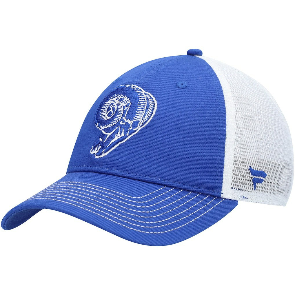 Los Angeles Rams Fundamental Vintage Trucker Unstructured Adjustable Hat - Royal/White on sale