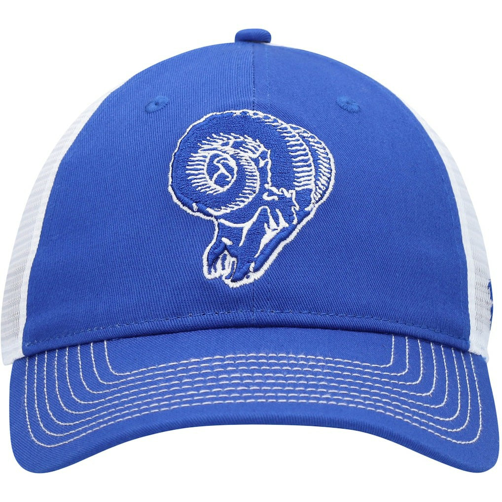 Los Angeles Rams Fundamental Vintage Trucker Unstructured Adjustable Hat - Royal/White on sale