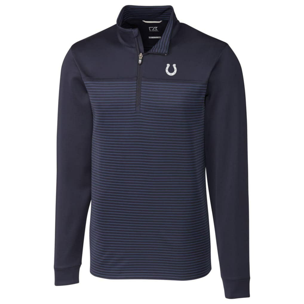 Indianapolis Colts Cutter & Buck Traverse Stripe Quarter-Zip Pullover Jacket - Navy for sale