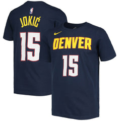 Nikola Jokic Denver Nuggets Youth Logo Name & Number Performance T-Shirt sale - Navy sale