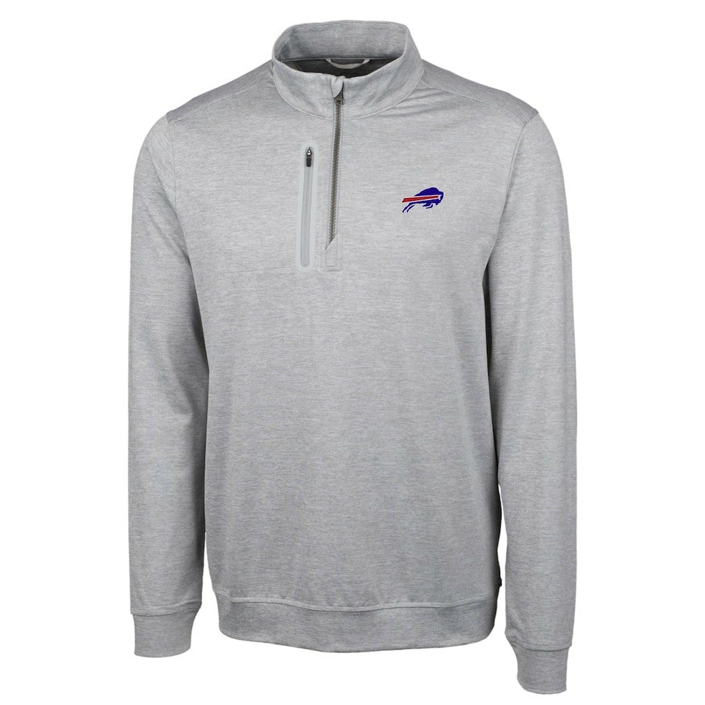 Buffalo Bills Cutter & Buck Big & Tall Stealth DryTec Quarter-Zip Pullover Jacket - Heathered Gray cheap