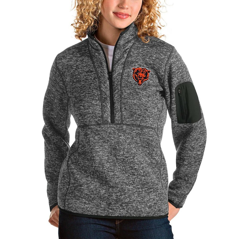 Chicago Bears Antigua Women's Bear Head Fortune Half-Zip Pullover Jacket - Heather Charcoal online