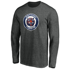 Detroit Tigers Cooperstown Collection Huntington Logo Long Sleeve T-Shirt Charcoal