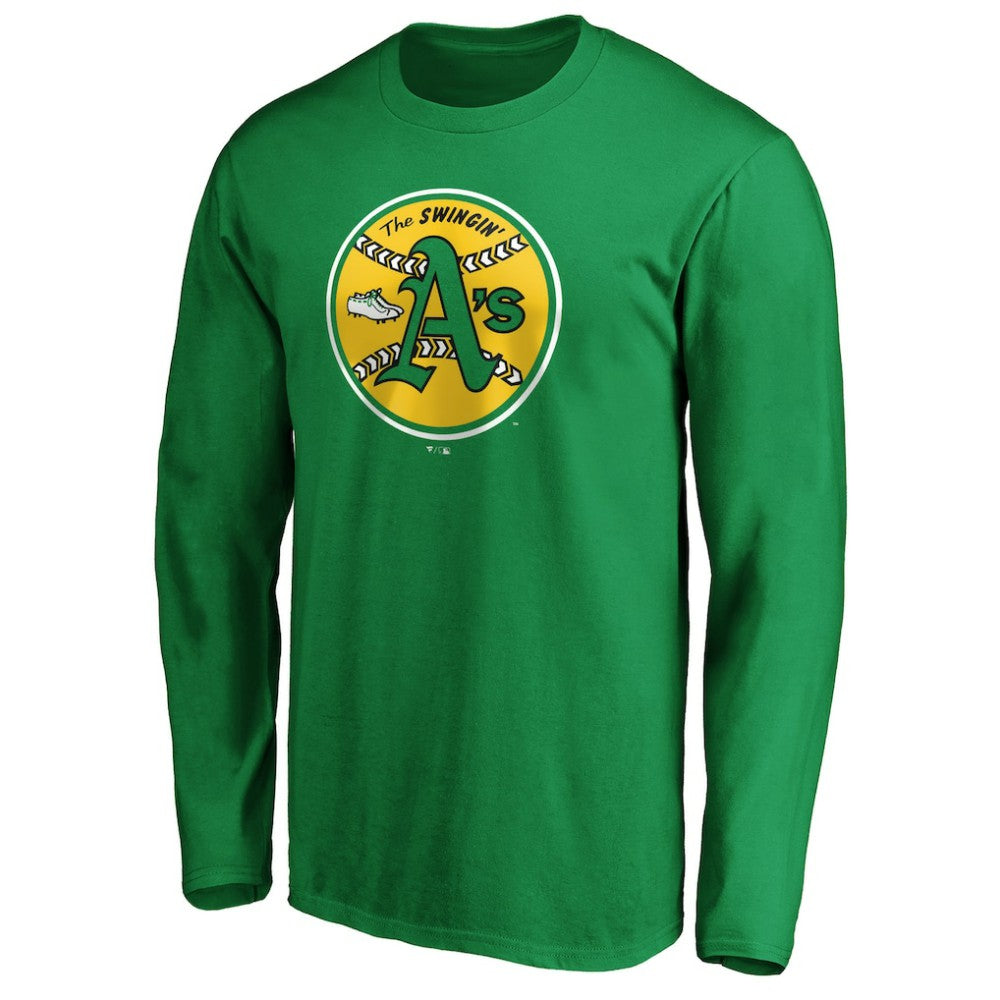 Athletics Cooperstown Collection Huntington Logo Long Sleeve T-Shirt Kelly Green