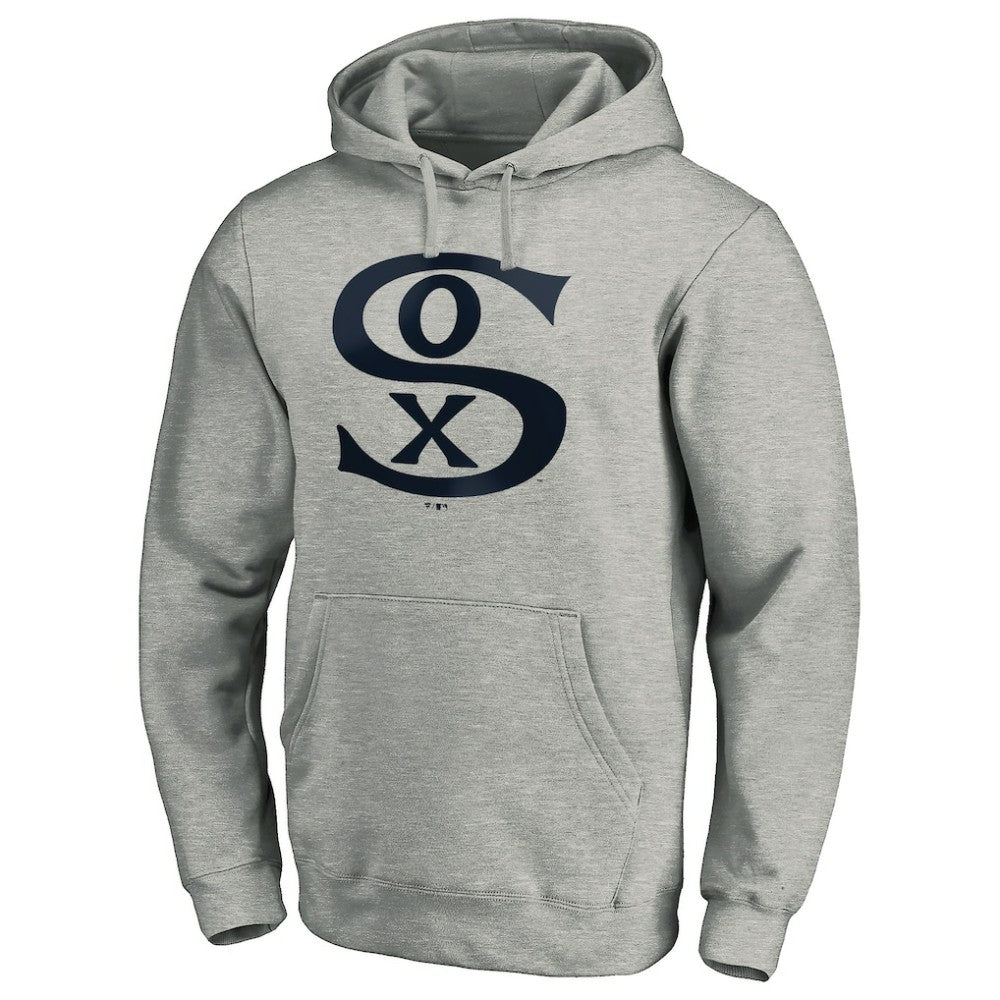 Chicago White Sox Cooperstown Collection Huntington Logo Fitted Pullover Hoodie Heather Gray