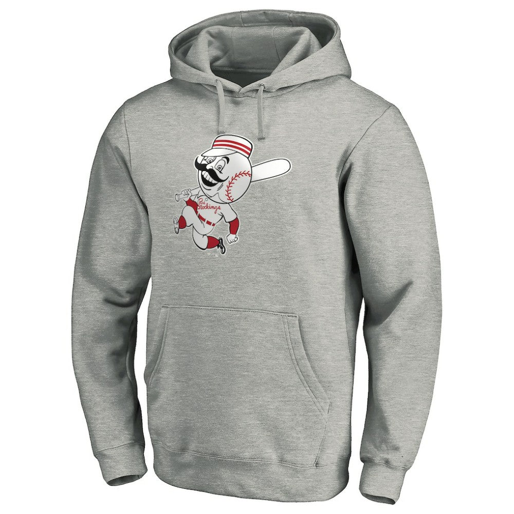 Cincinnati Reds Cooperstown Collection Huntington Logo Fitted Pullover Hoodie Heather Gray