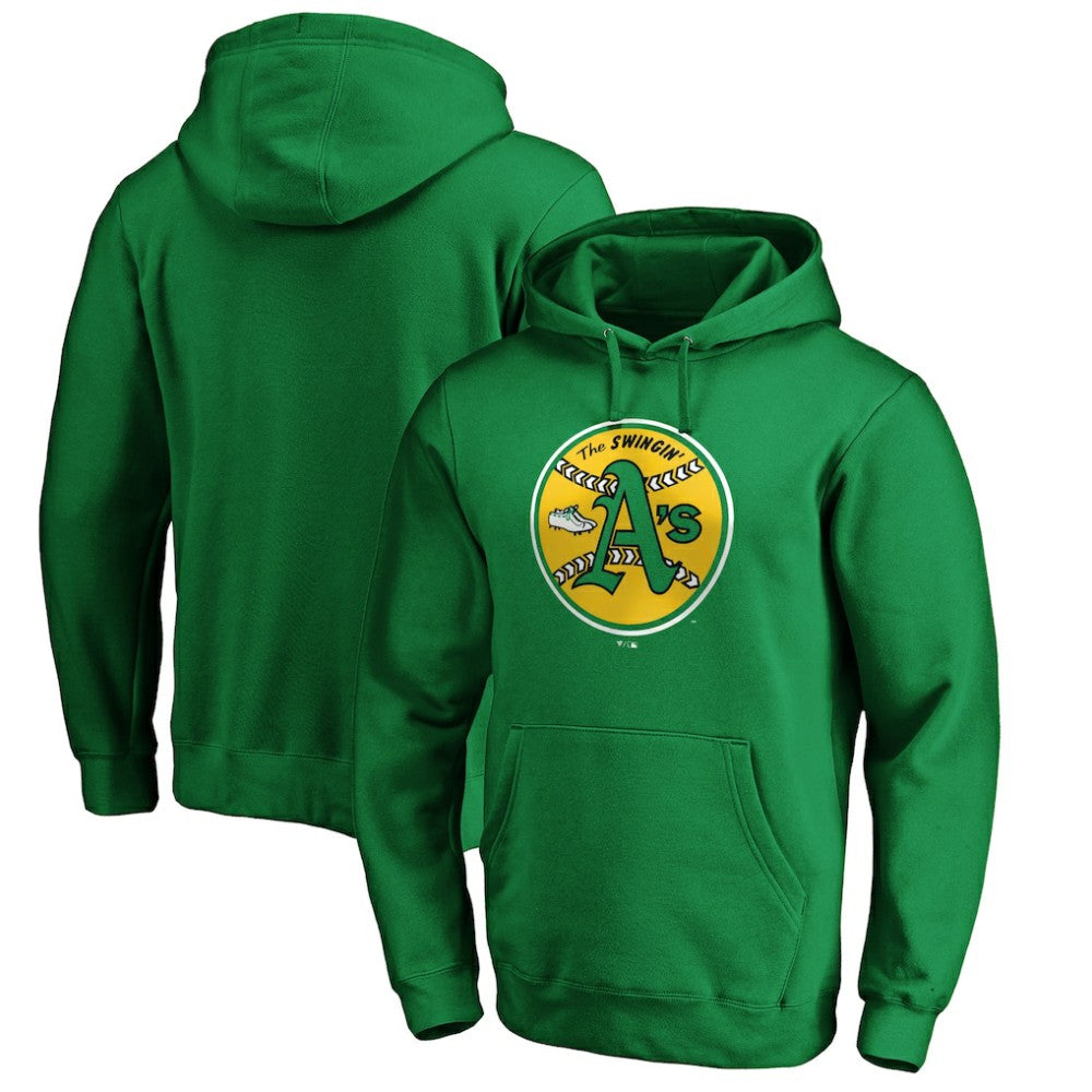 Oakland Athletics Cooperstown Collection Huntington Logo Fitted Pullover Hoodie Kelly Green