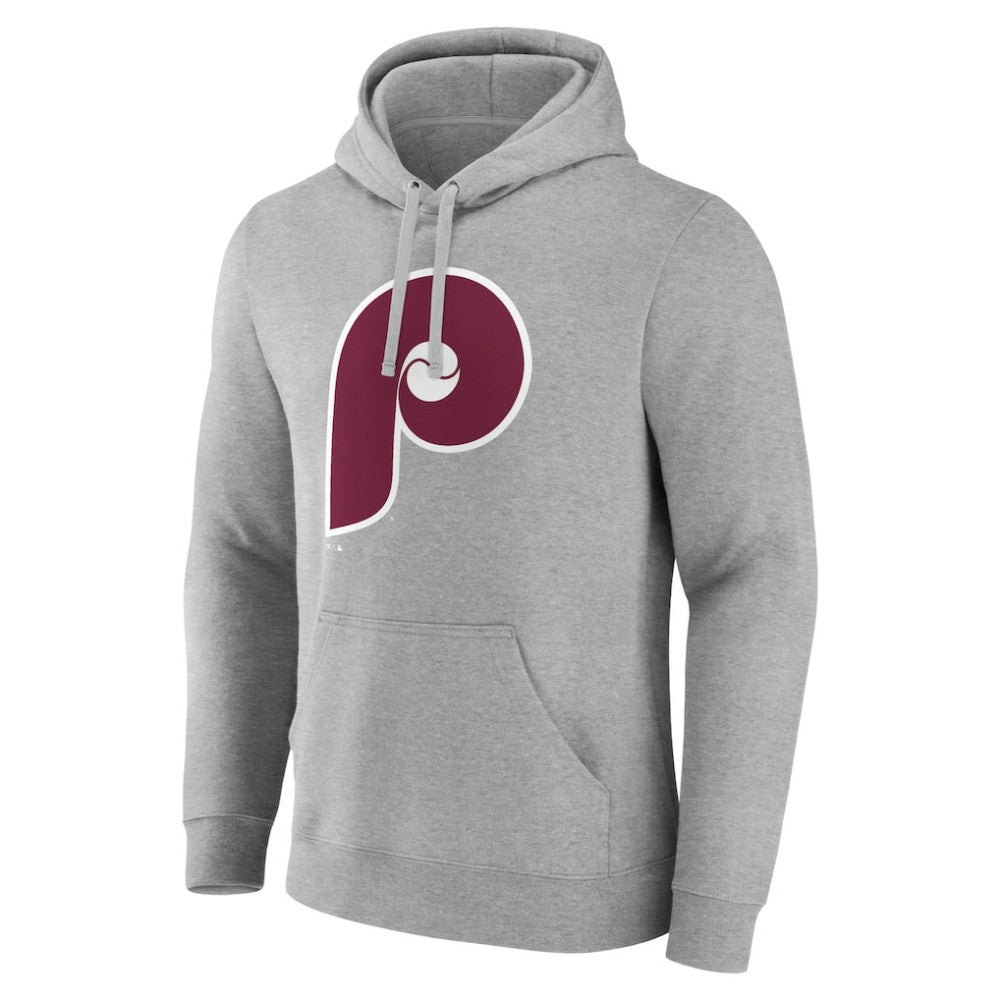 Philadelphia Phillies Cooperstown Collection Huntington Logo Fitted Pullover Hoodie Heather Gray