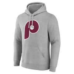 Philadelphia Phillies Cooperstown Collection Huntington Logo Fitted Pullover Hoodie Heather Gray