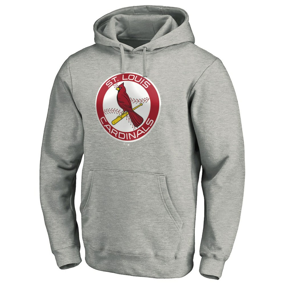 St. Louis Cardinals Cooperstown Collection Huntington Logo Fitted Pullover Hoodie Heather Gray