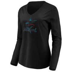 Miami Marlins Women's Core Distressed Team Long Sleeve T-Shirt Black